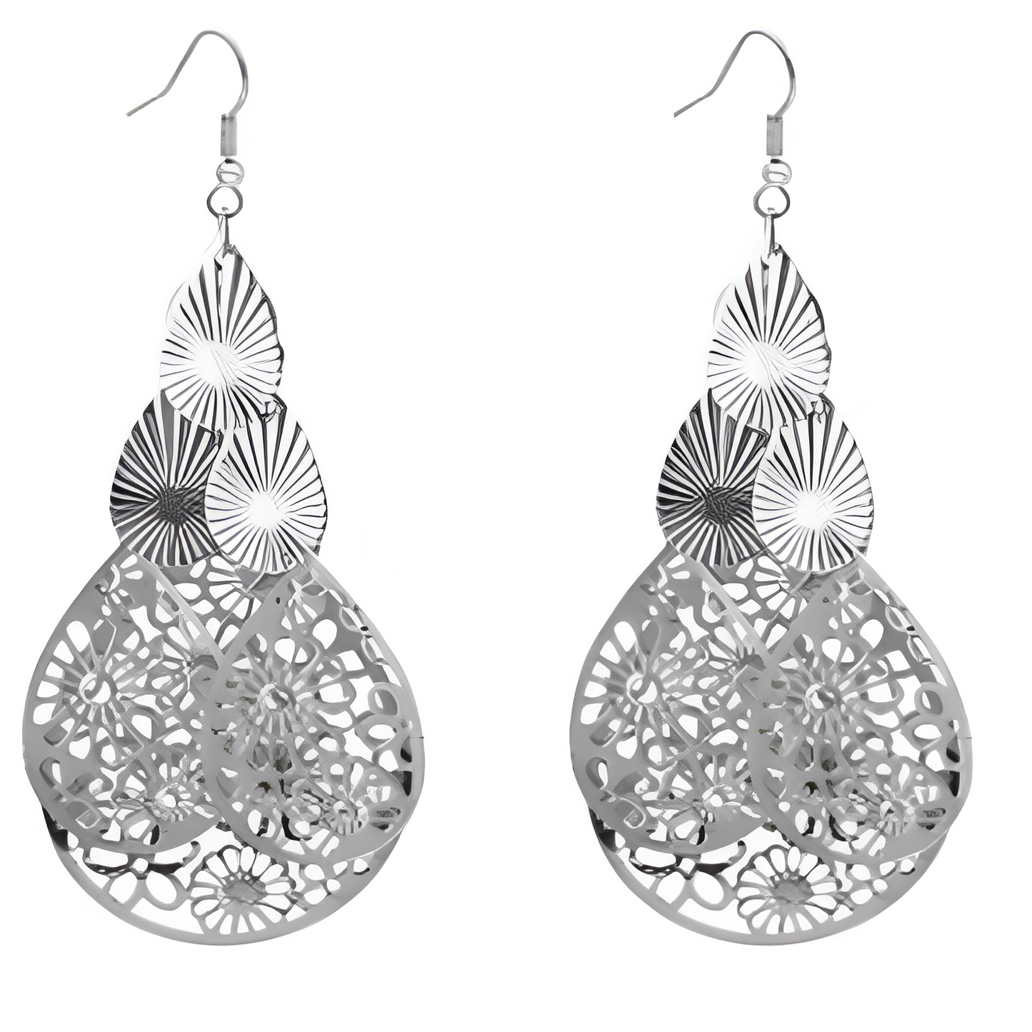 Silver Filigree Chandelier Earrings