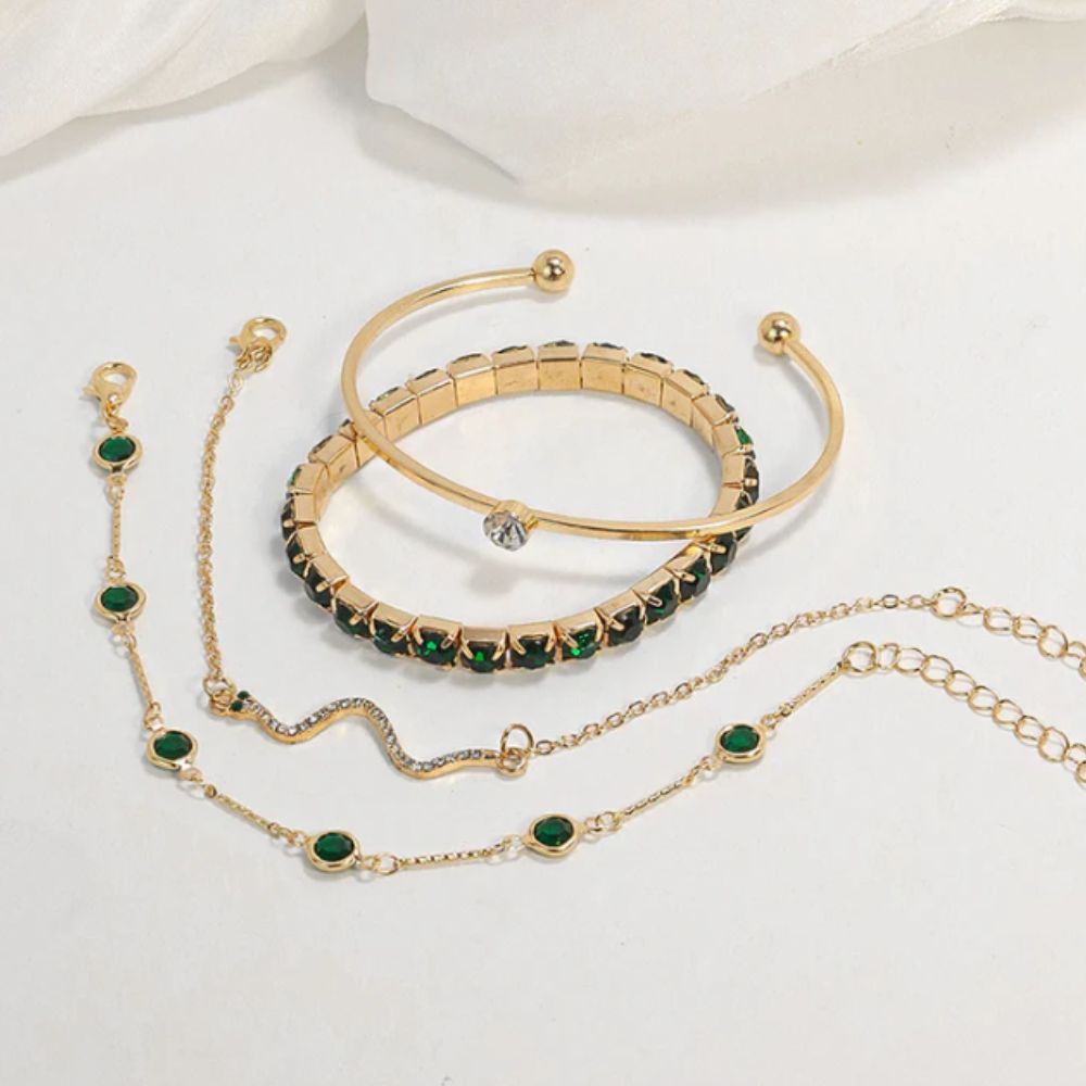 Green Gemstone Bracelet Set