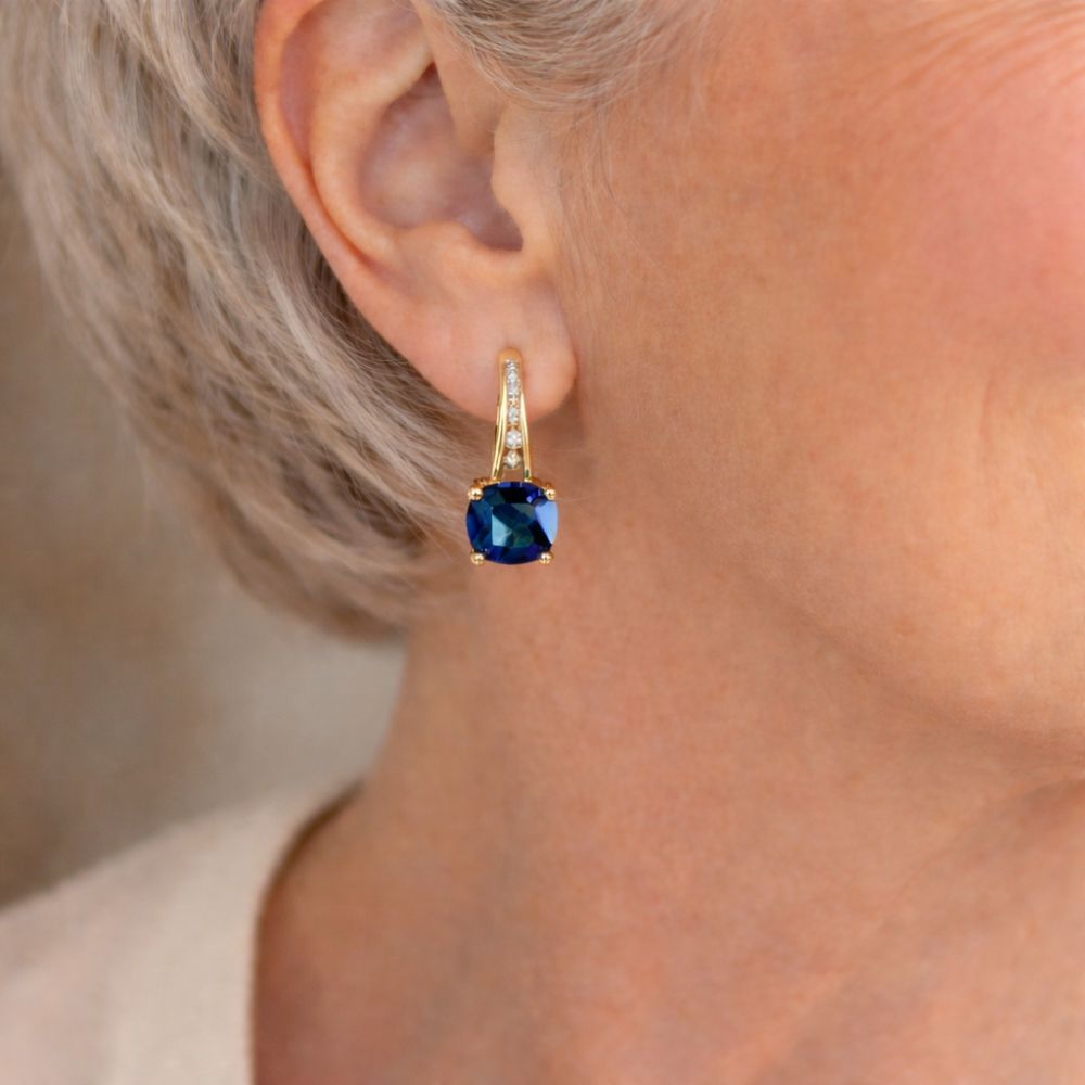 Mystic Sapphire Stone Hoop Earrings