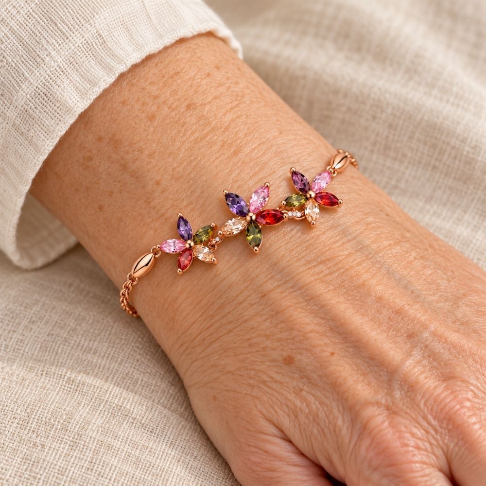 Enchanted Floral Rose Gold Bracelet
