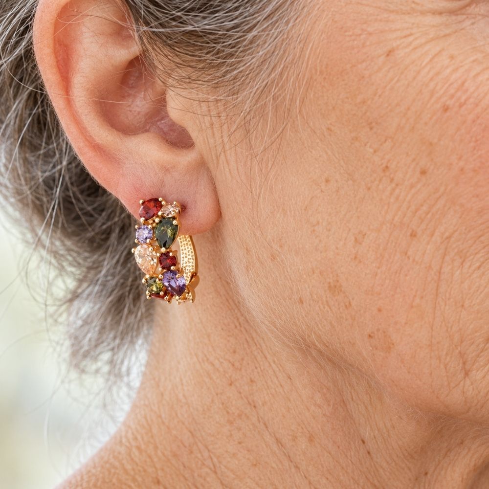 Vintage Mosaic Gold Earrings