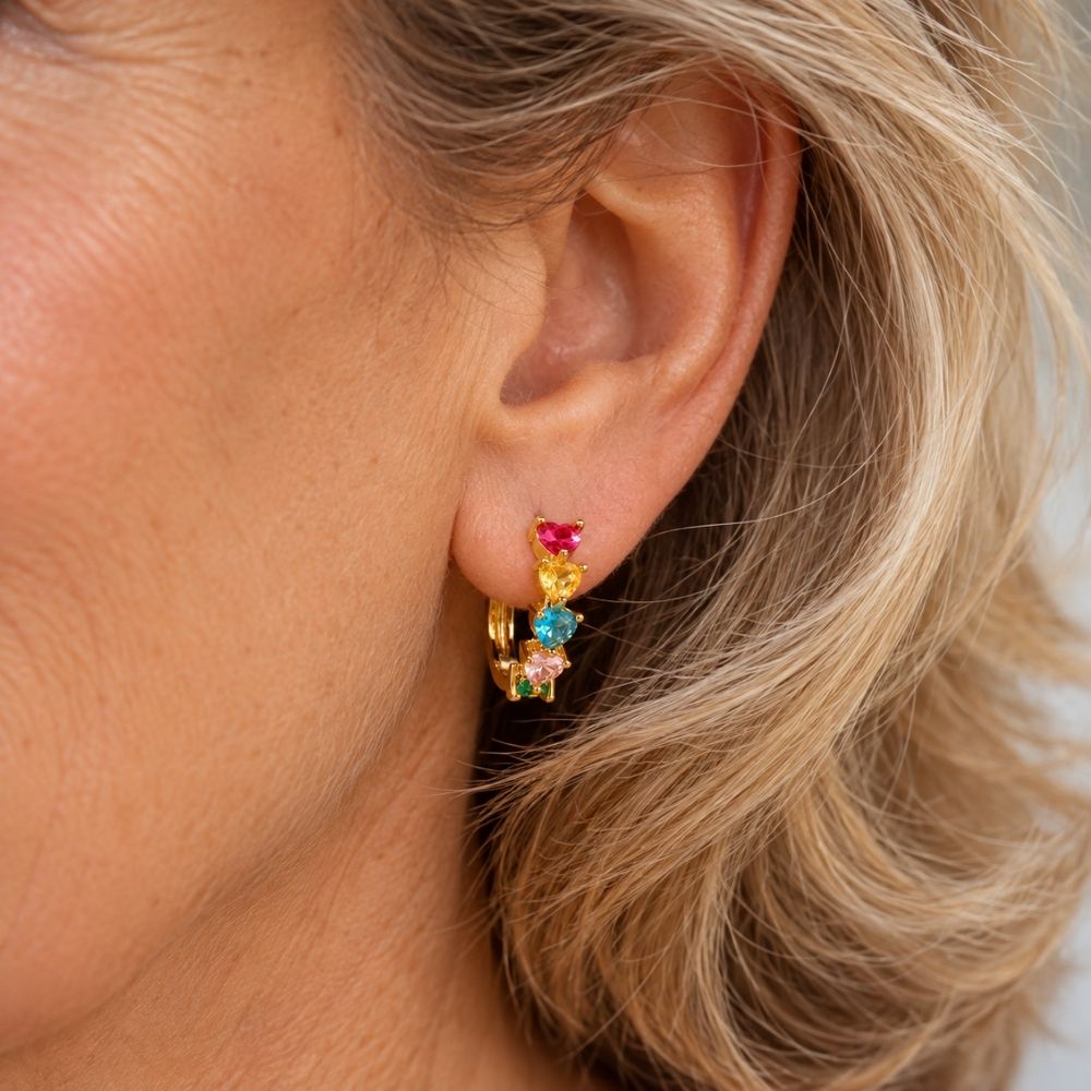 Rainbow Gold Huggie Earrings