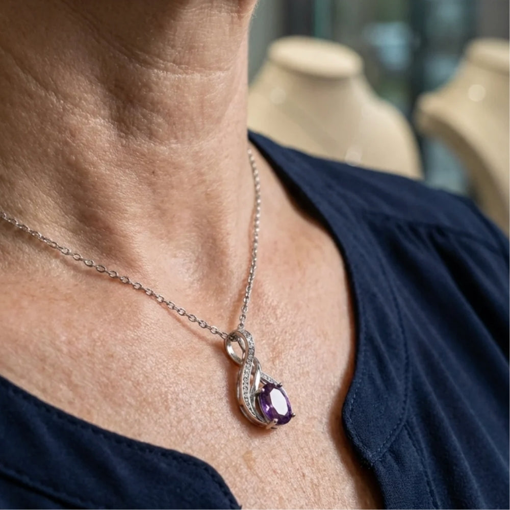 Amethyst Infinity Pave Necklace