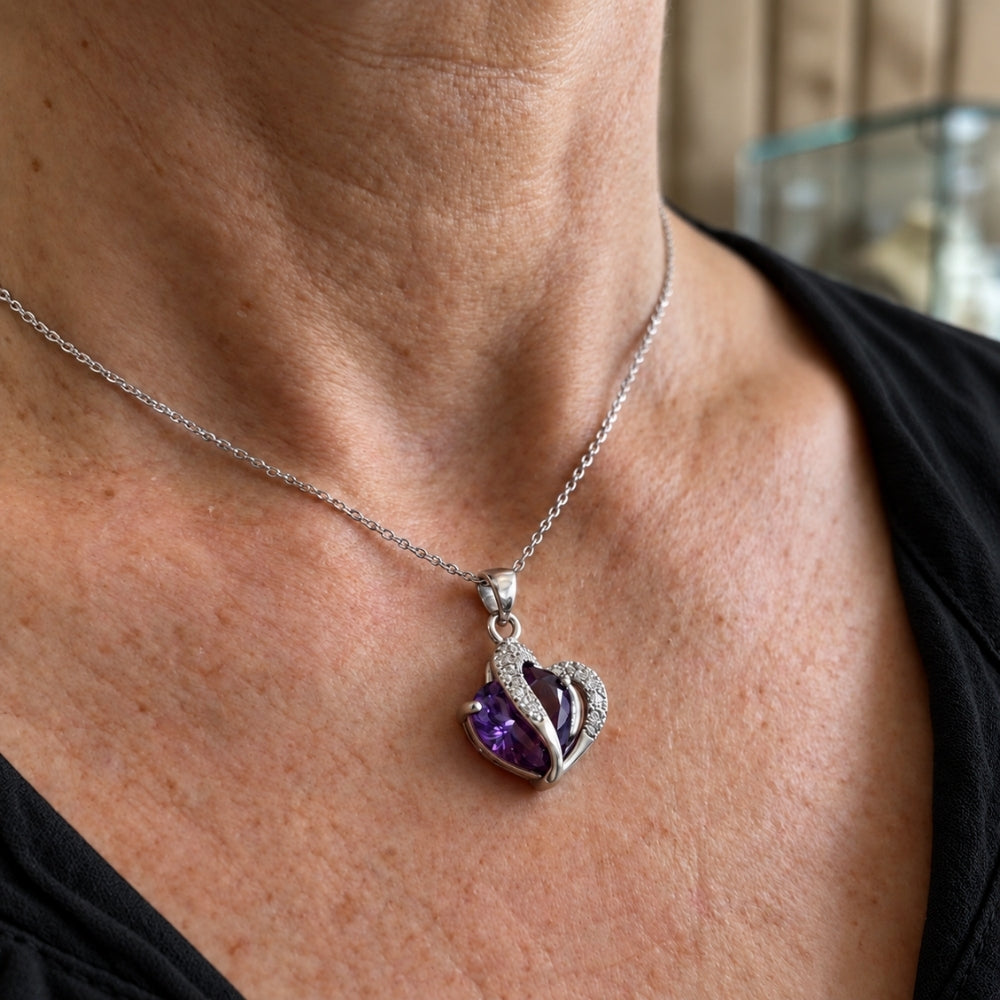 Amethyst Two Heart Necklace