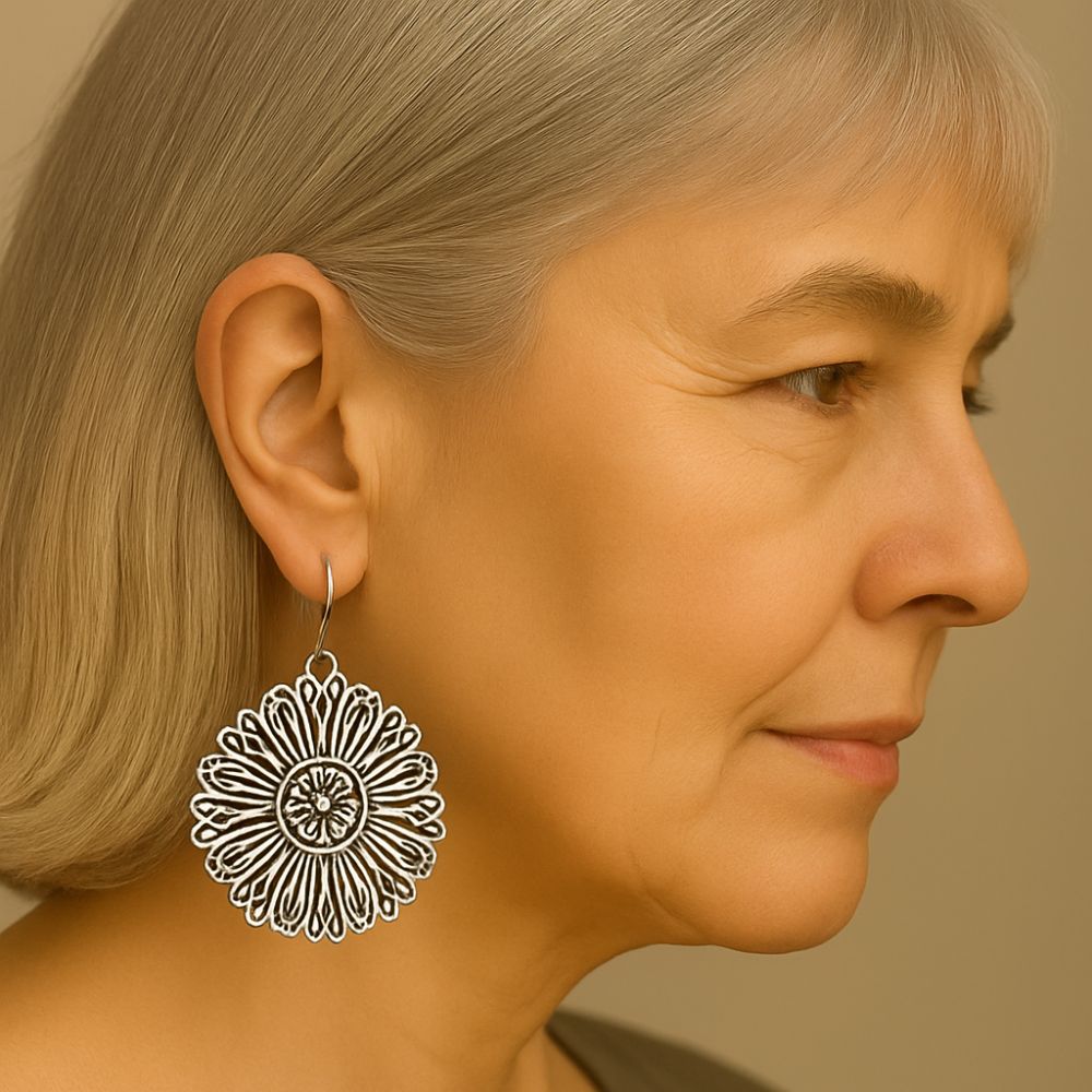 Vintage Hollow Mandala Rounded Earrings