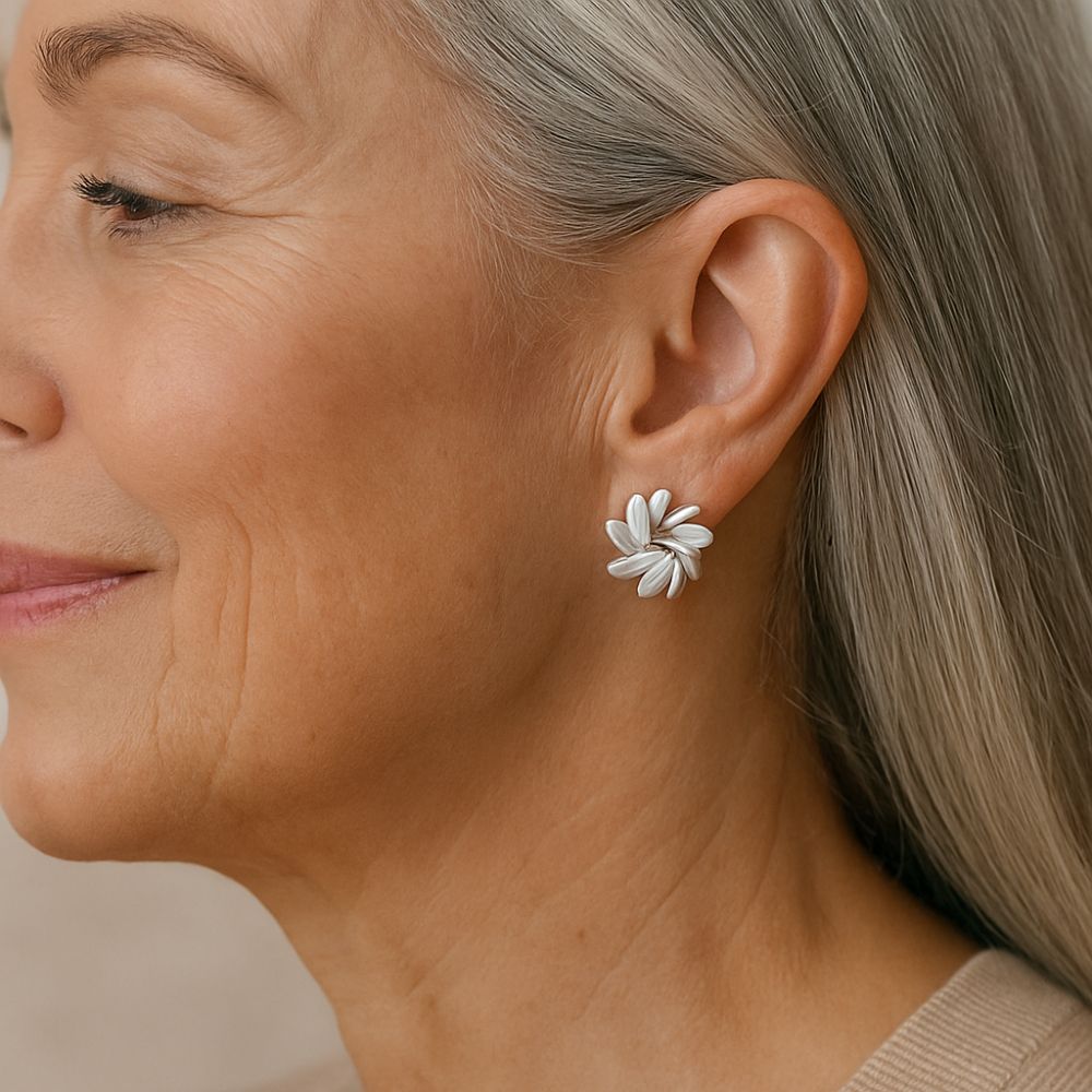 Elegant Opal Circle Bloom Earrings