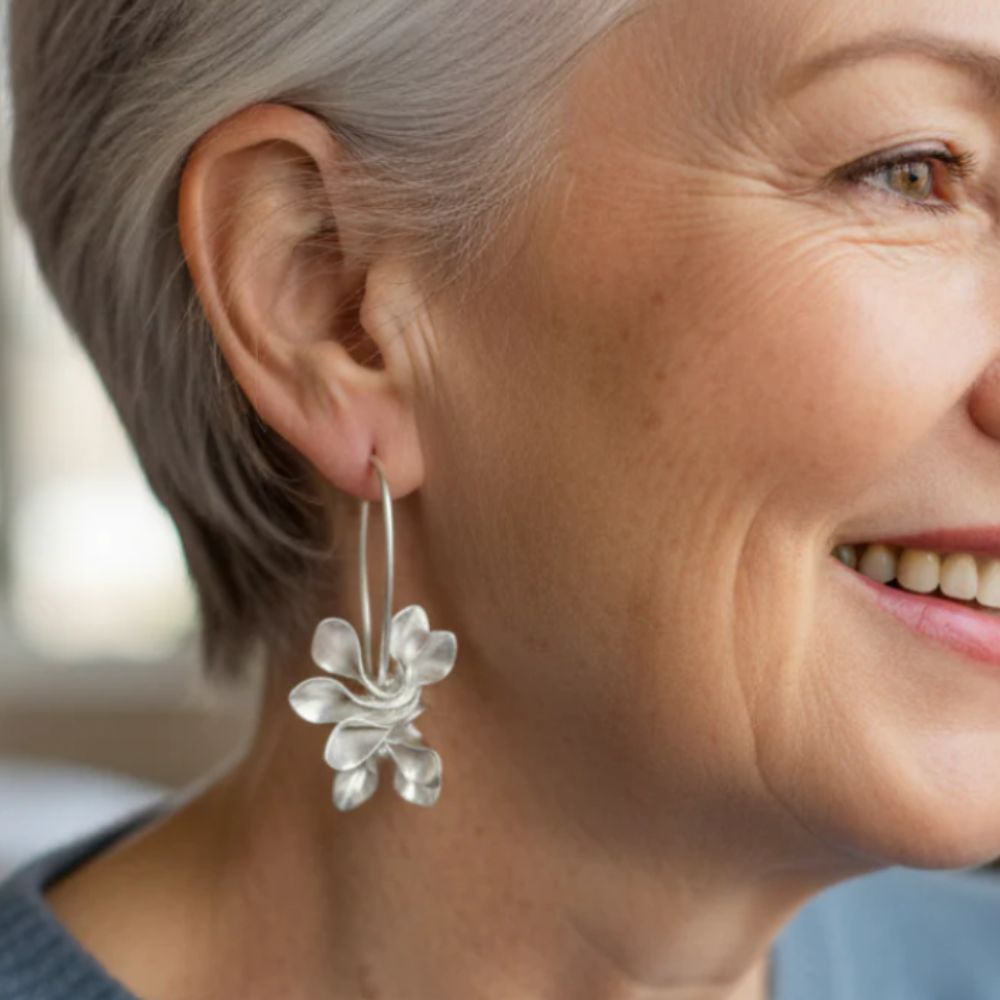 Vintage Irregular Blossom Silver Earrings