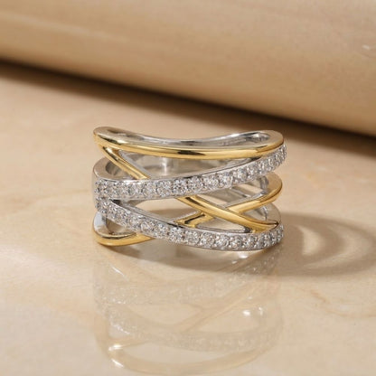 Zirconia Radiance Silver and Gold Ring
