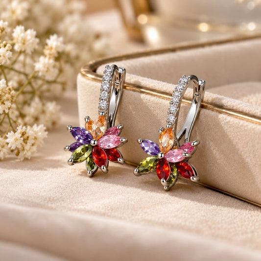 Floral Silver Earrings
