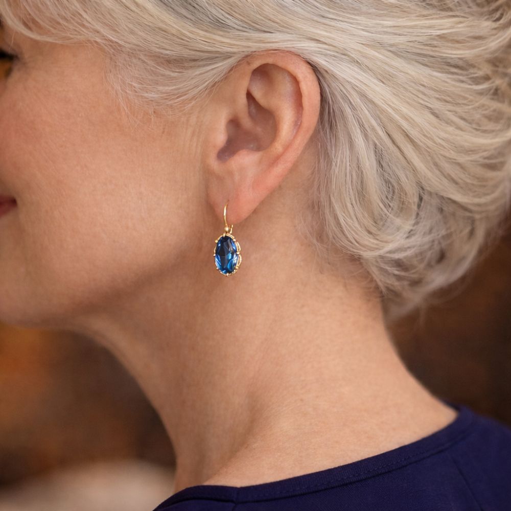 Golden Blue Bloom Earrings