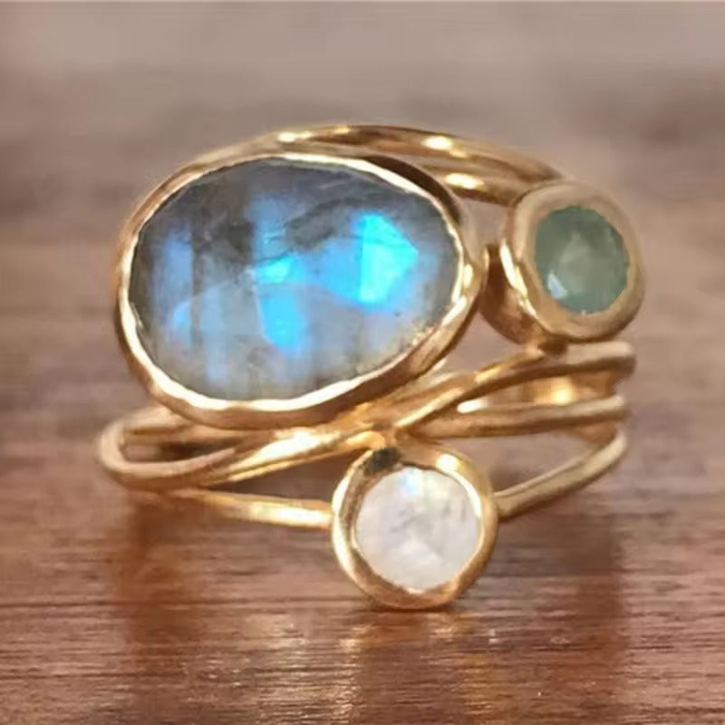 Vintage Turquoise Blue Glass Ring