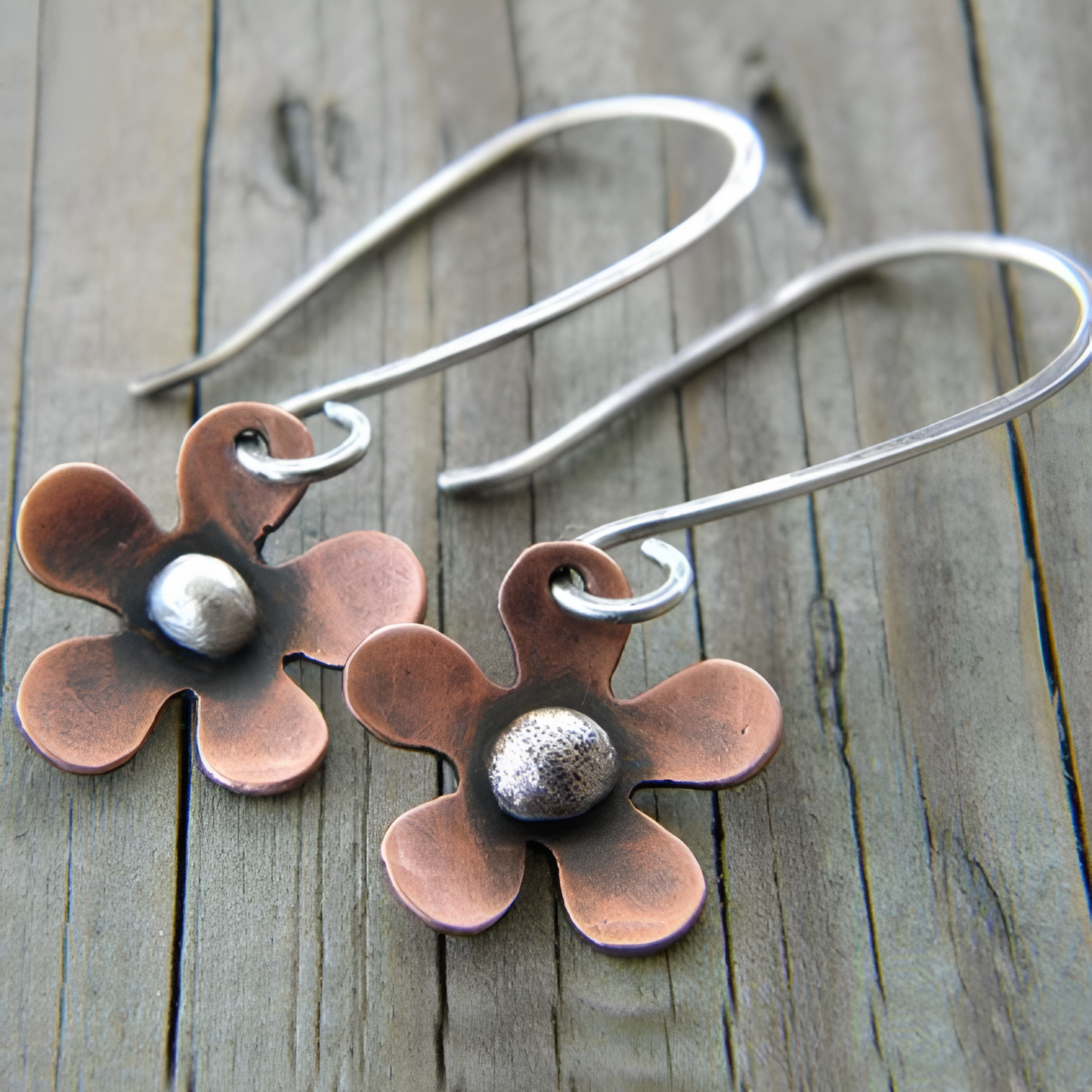 Vintage Brown Flower Earrings