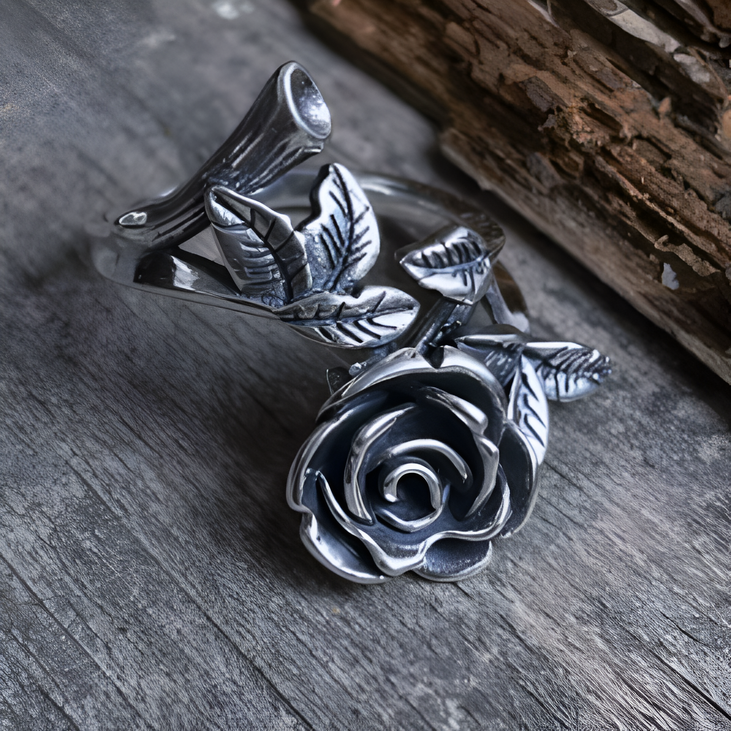 Vintage Silver Rose Ring