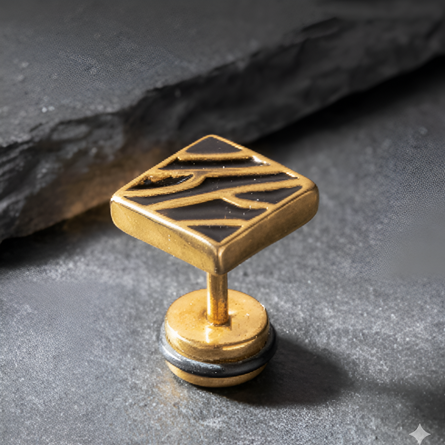 Modern Abstract Gold-Tone Square Stud