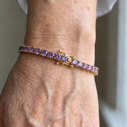 Amethyst Tennis Gold Bracelet