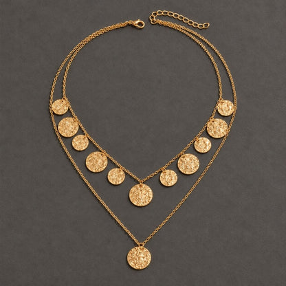 Vintage Hammered Coin Layered Necklace