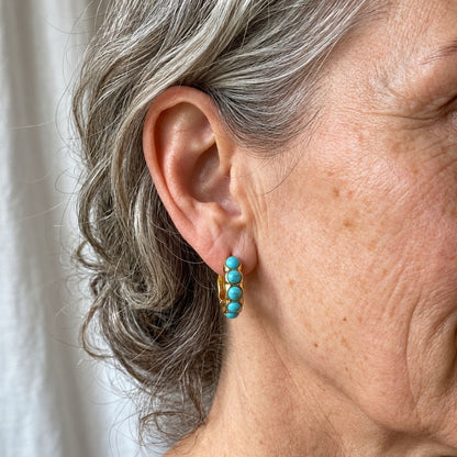 Turquoise Sculpted Hoop Earrings