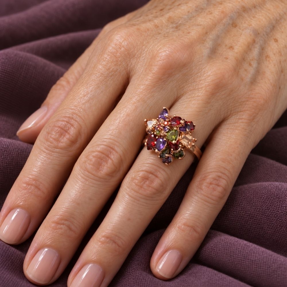Aurora Zirconia Statement Gold Ring