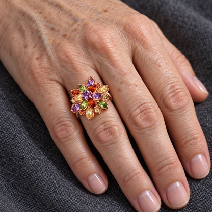 Flora Zirconia Blossom Gold Ring