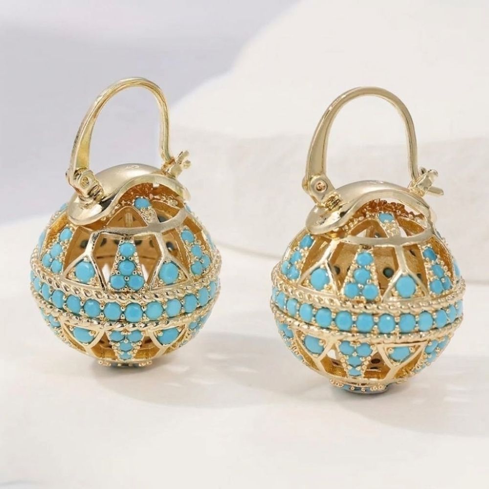 Turquoise Globe Drop Earrings