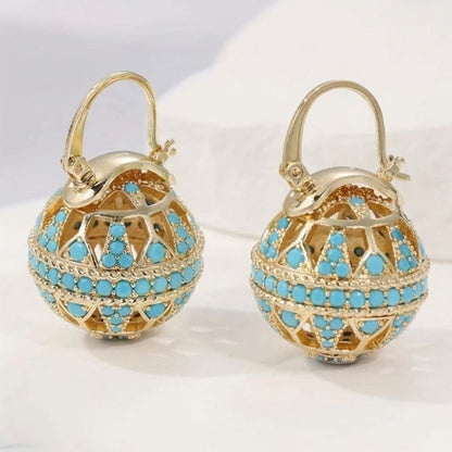 Turquoise Globe Drop Earrings