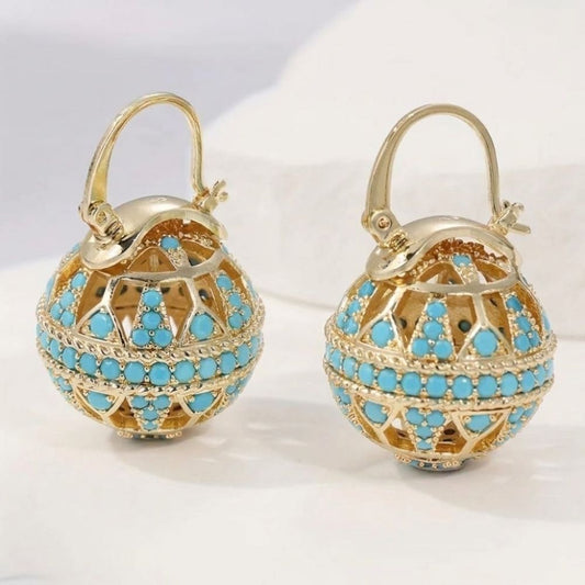 Turquoise Globe Drop Earrings