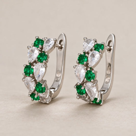 Vintage Emerald Silver Earrings