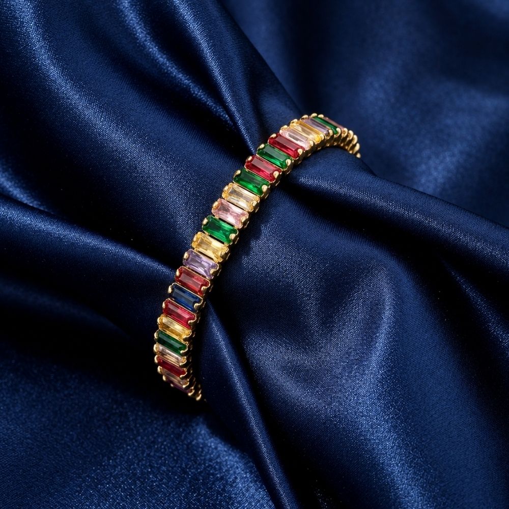 Rainbow Gold Tennis Bracelet