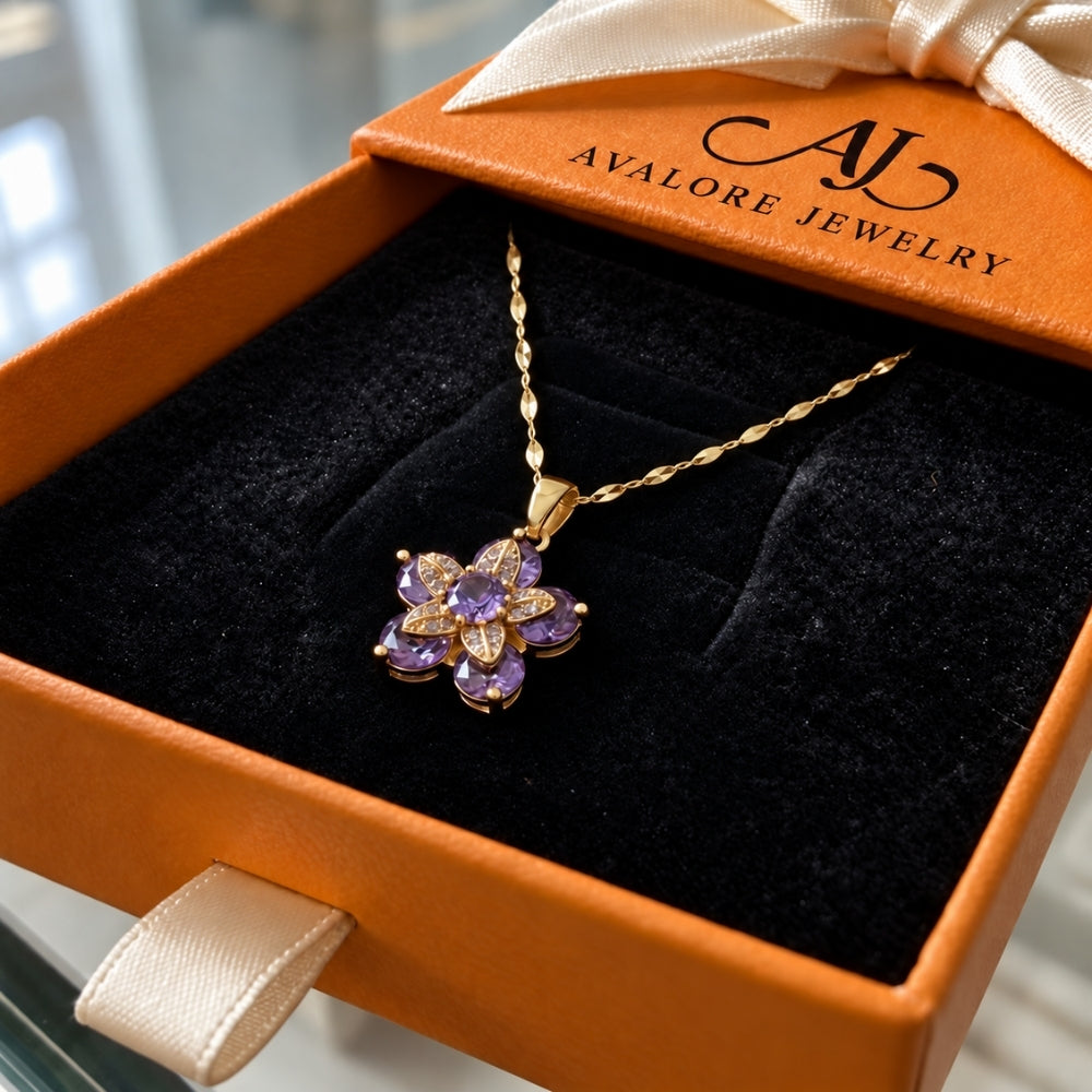 Amelyth Violet Flower Necklace