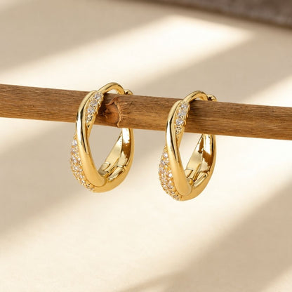 Twist Zirconia Hoop Earrings