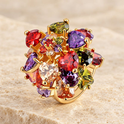 Aurora Zirconia Statement Gold Ring