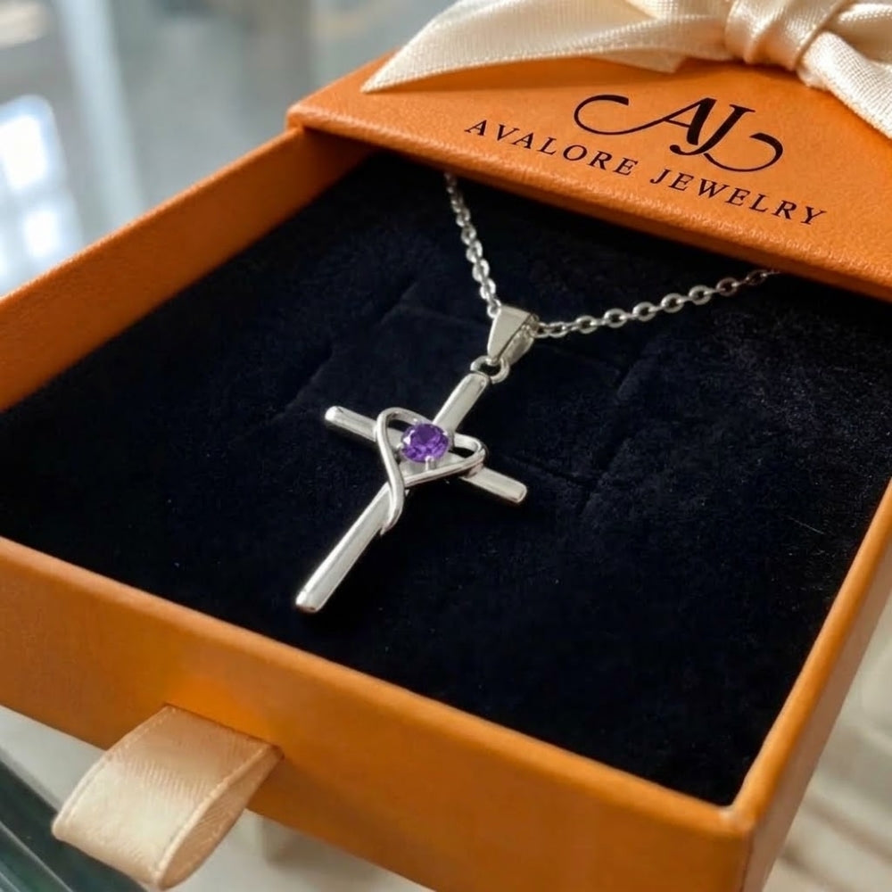 Amethyst Center Cross Necklace