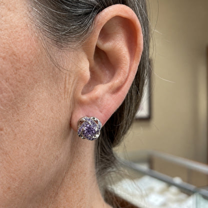 Purple Crystal Knot Earrings