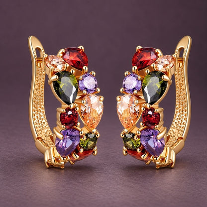 Vintage Mosaic Gold Earrings