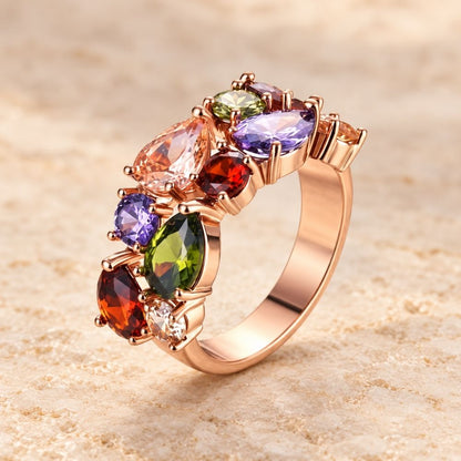 Mona Lisa Zirconia Statement Rose Gold Ring