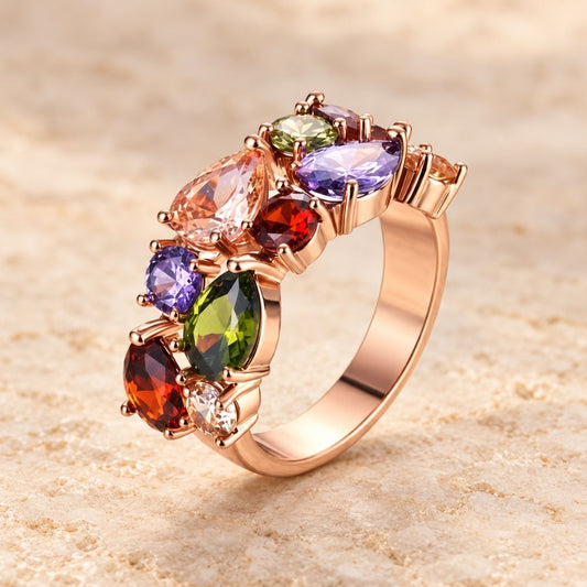 Mona Lisa Zirconia Statement Rose Gold Ring
