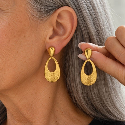 Ripple Drop Gold Earrings