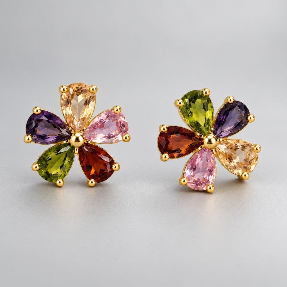 Petal Crystal Stud Earrings