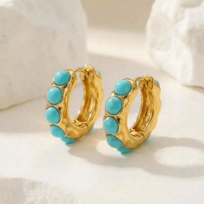 Turquoise Sculpted Hoop Earrings
