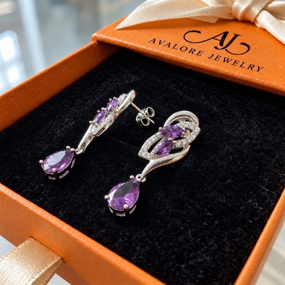 Amethyst Glimmer Drop Earrings