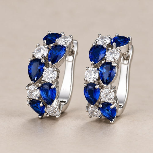 Vintage Sapphire Silver Earrings