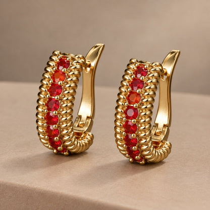 Vintage Ruby Gold Earrings