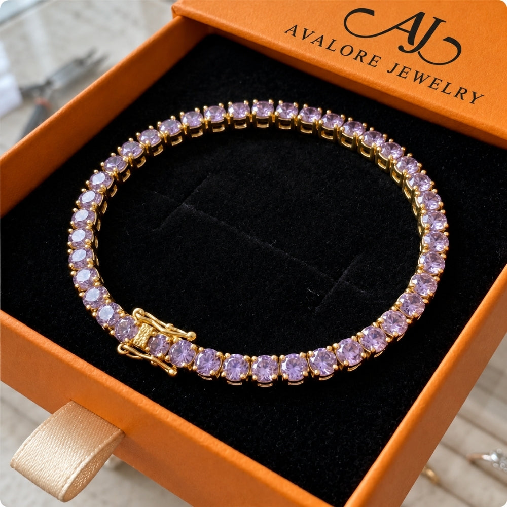 Amethyst Tennis Gold Bracelet