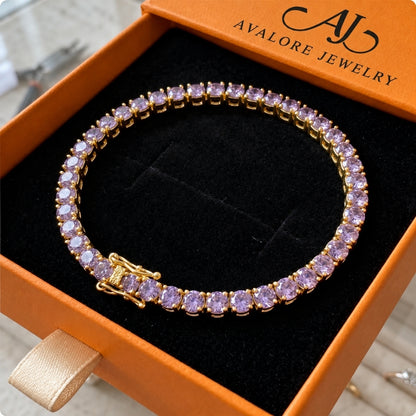 Amethyst Tennis Gold Bracelet
