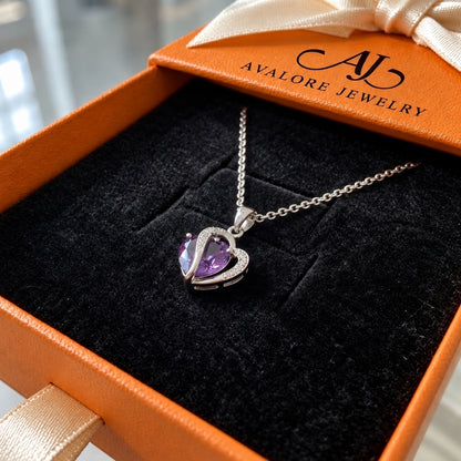 Amethyst Two Heart Necklace