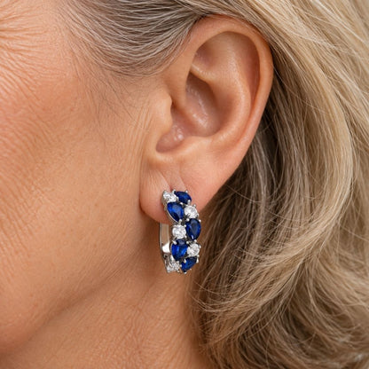 Vintage Sapphire Silver Earrings