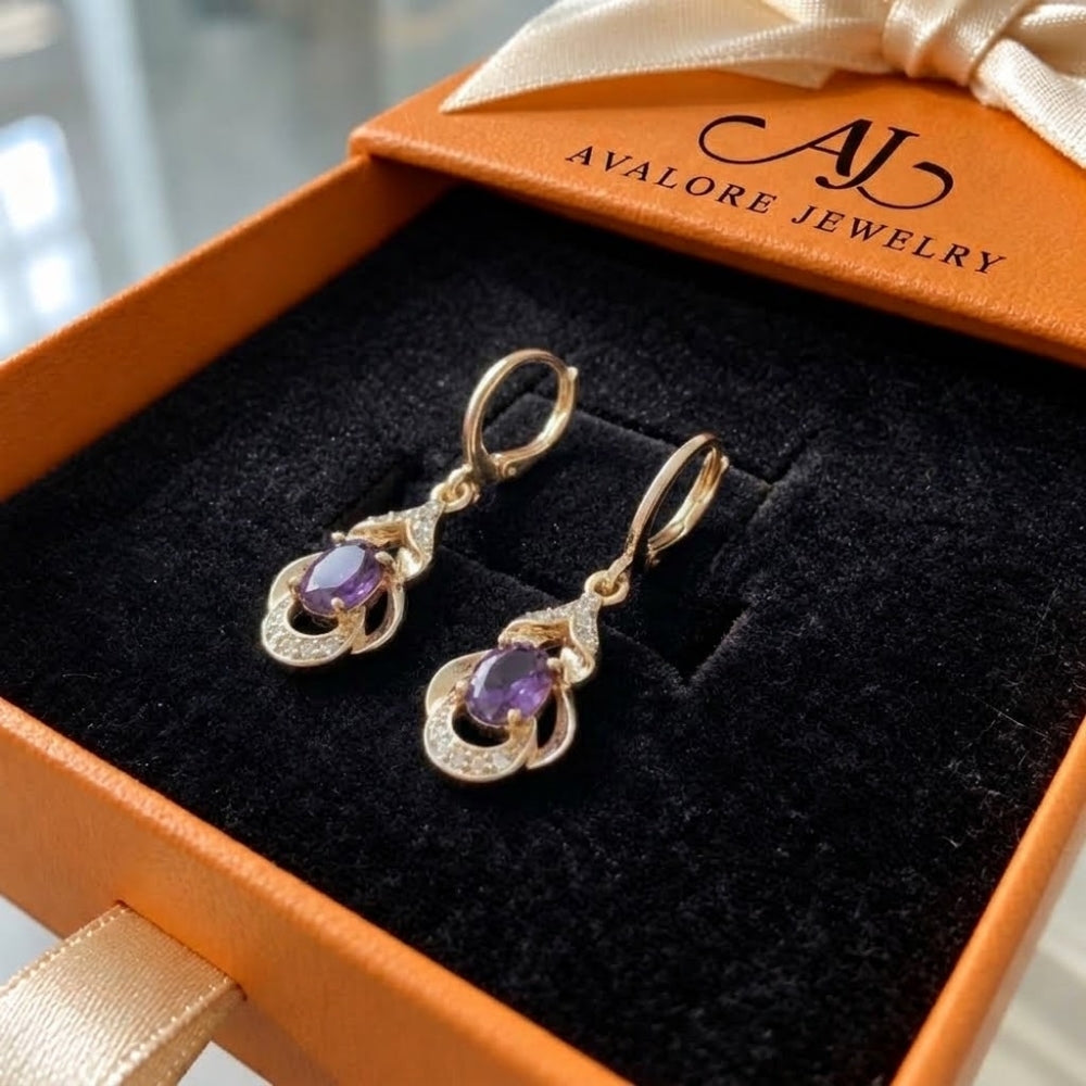Moonlit Amethyst Teardrop Earrings