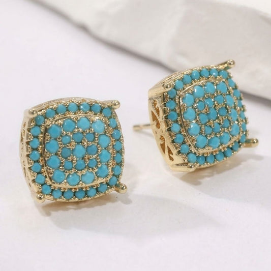 Turquoise Square Stud Earrings