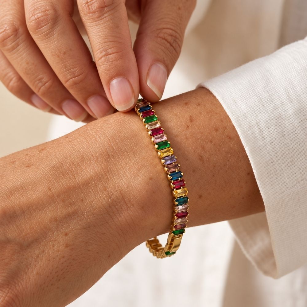 Rainbow Gold Tennis Bracelet
