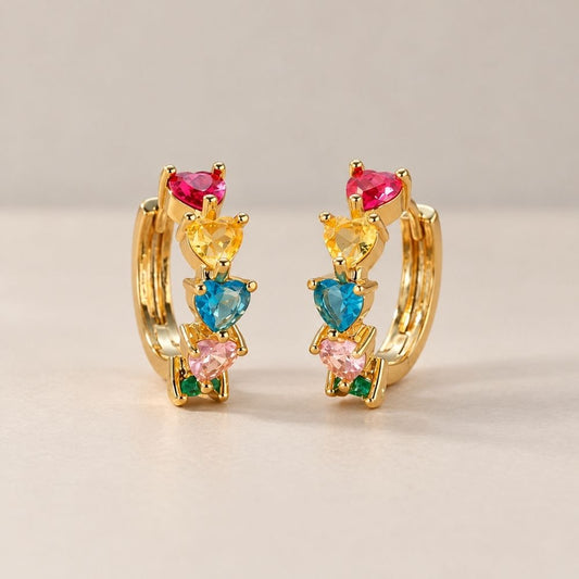 Rainbow Gold Huggie Earrings